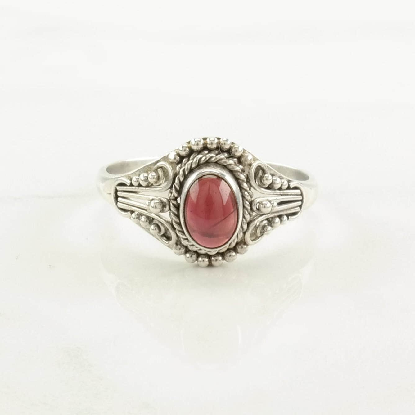 Sterling Silver Ring, Garnet Red Size 9 1/2