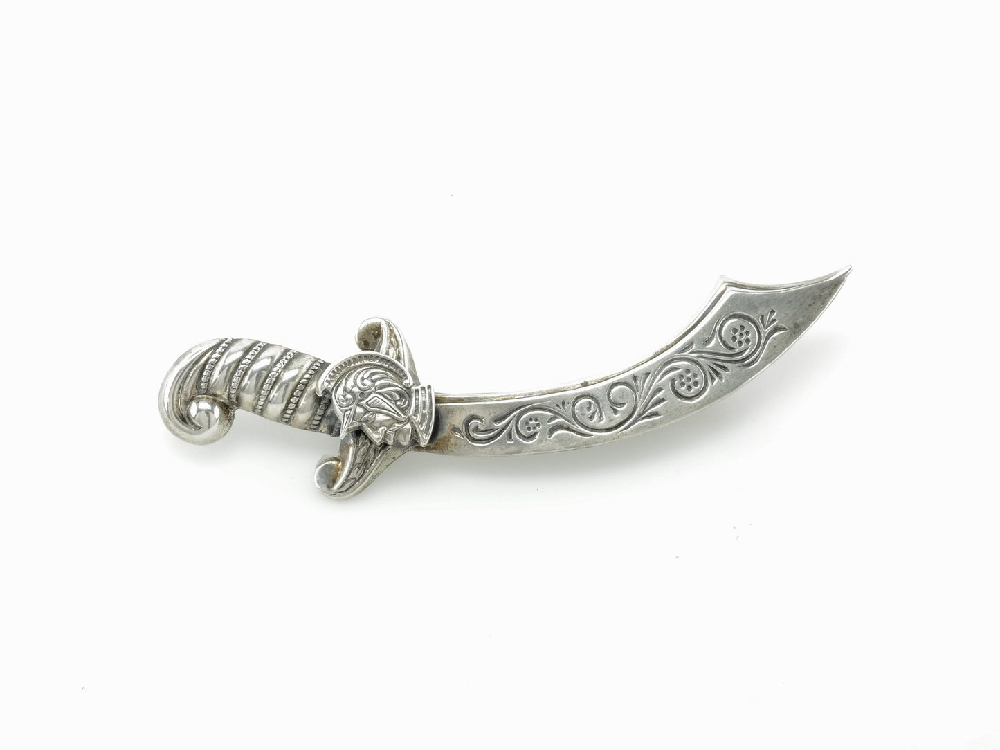 Sterling Silver Sword Scimitar Brooch Pin