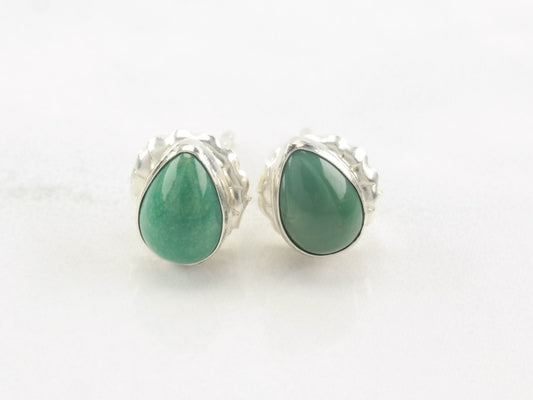 Carolyn Pollack Sterling Silver Green Turquoise Dainty, Teardrop Earrings Stud