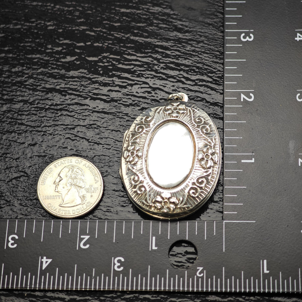 Art Nouveau Style Sterling Silver Locket Pendant P3093