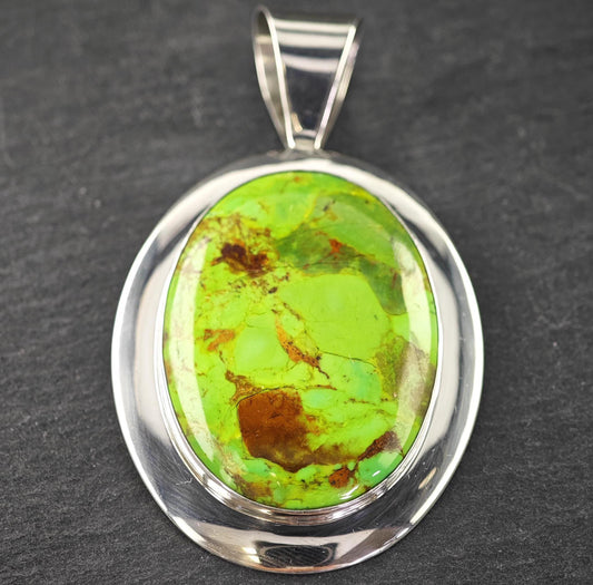 DTR Green Dyed Turquoise Sterling Silver Pendant