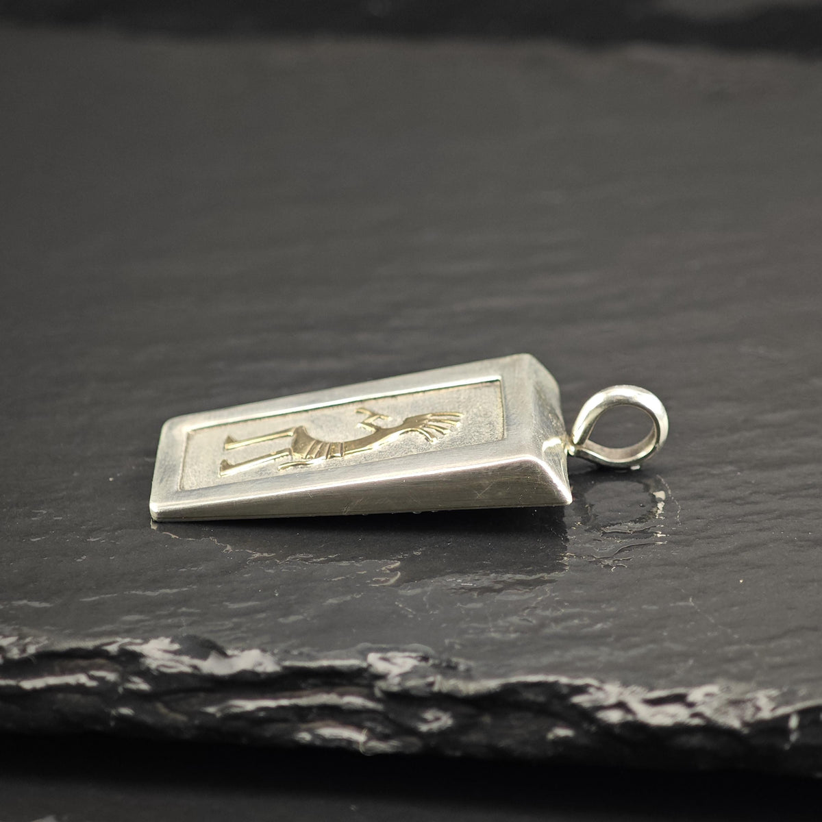 Navajo 14K Kokopelli Sterling Silver Pendant P3142