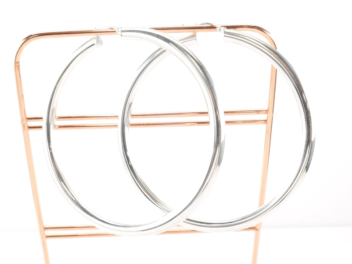 Sterling Silver 5mm Wide Earrings Hoop 2 7/8"