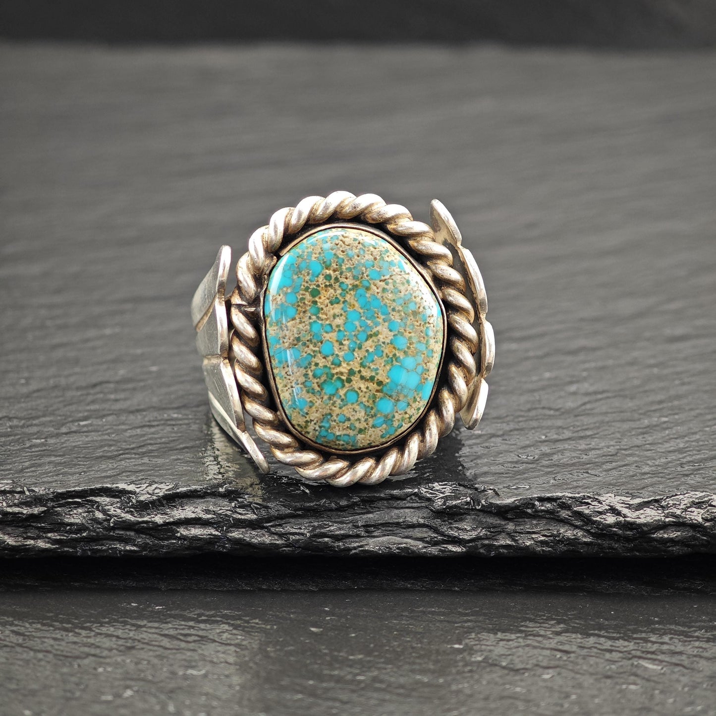 Lg Spiderweb Turquoise Ring Native Sterling Silver Jewelry R5793