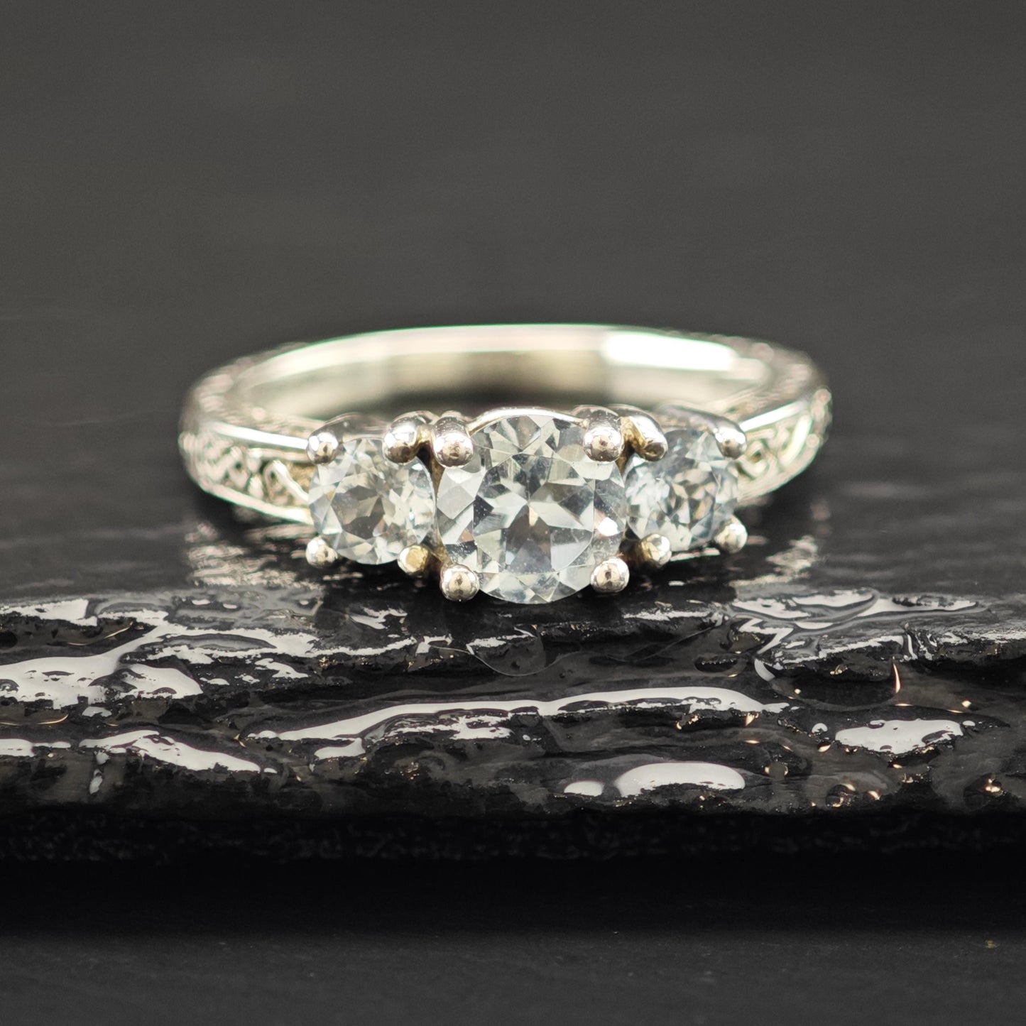 Zircon Statement Ring Sterling Silver Jewelry Size 8