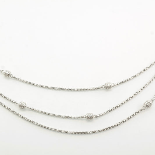 Judith Ripka Sterling Silver CZ Triple Strand Necklace