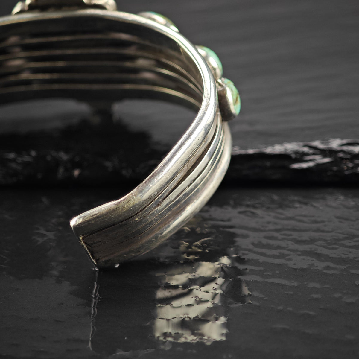 AS IS Historic Turquoise Sterling Silver Cuff Bracelet Sz 6 3/4" BR3184