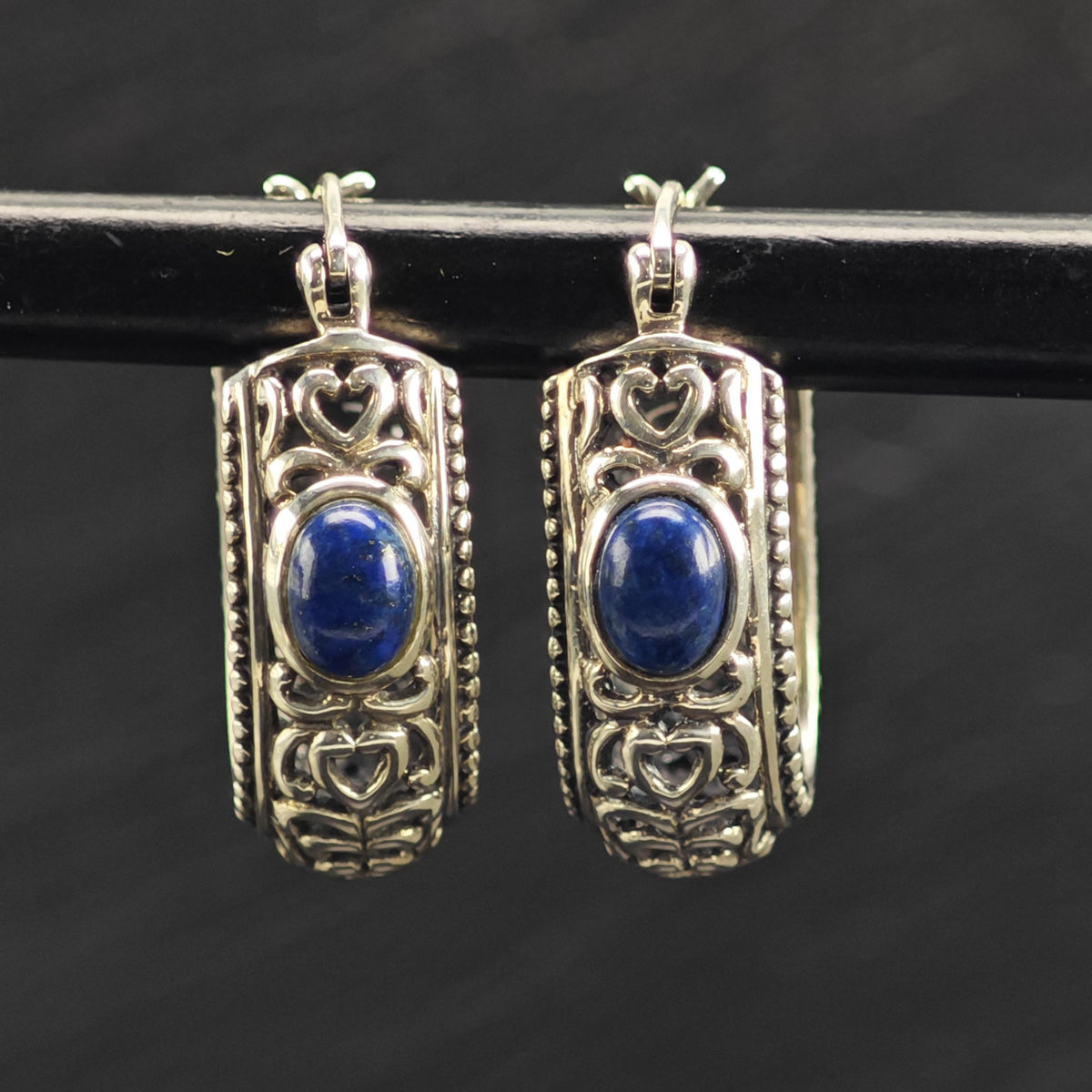Vintage Lapis Sterling Silver Dangle Earrings ER3207