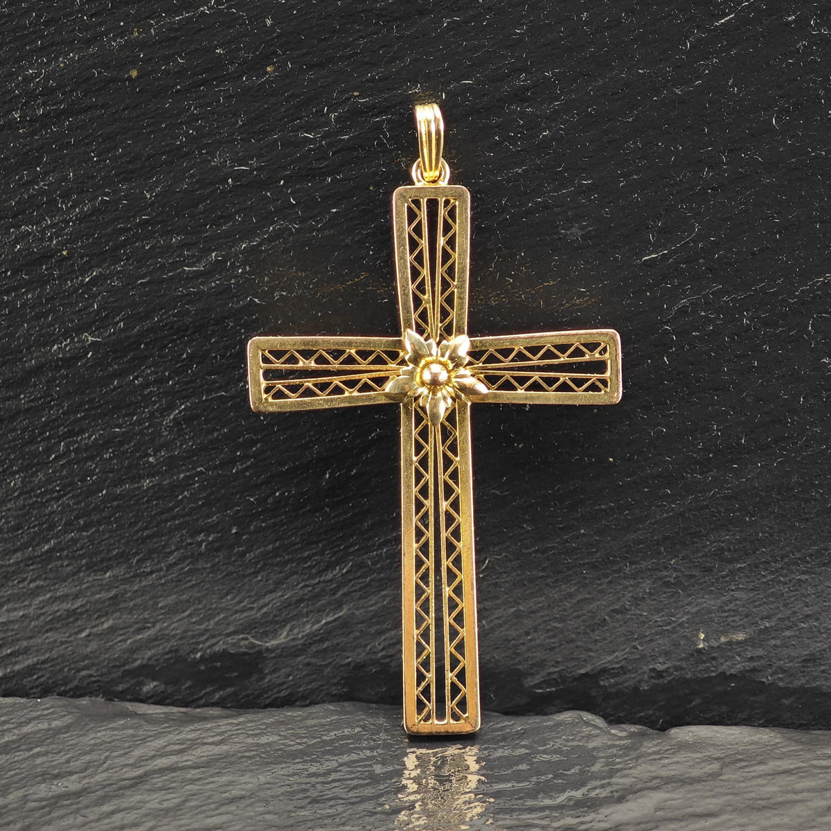 12K Gold-Filled Filigree Cross Pendant P3155