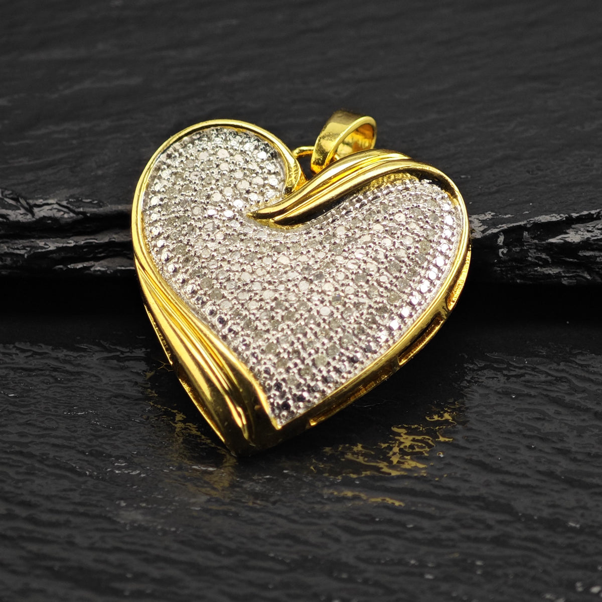 1/2 cttw Pave Diamond Gold-Plated Heart Pendant P3114