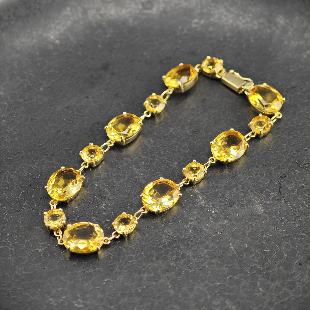 Citrine Gold-plated Sterling Silver Link Bracelet Sz 7" BR3155