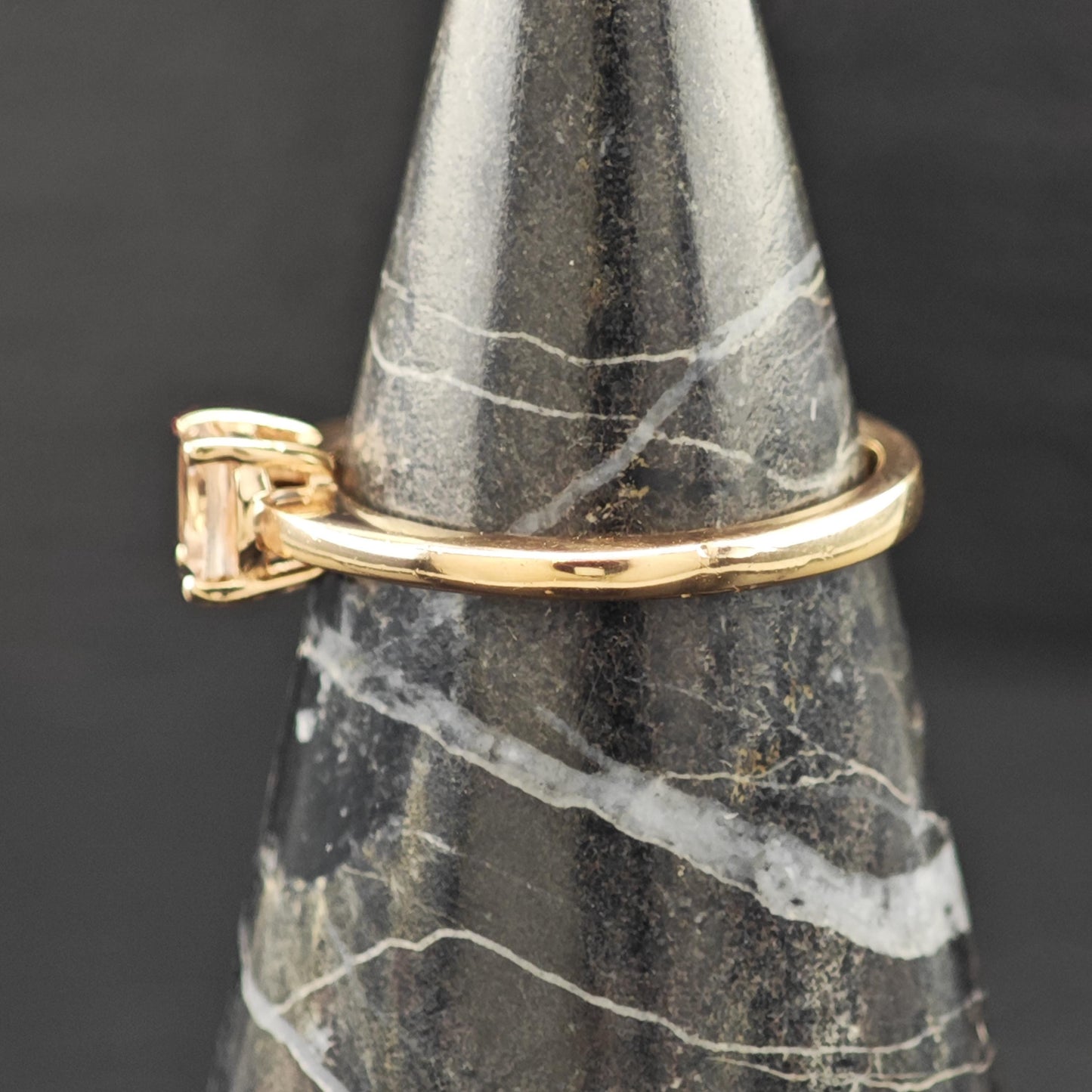 Natural Morganite Princess Cut Minimalist 14K Rose Gold Plated Ring Sterling Silver Sz 7 R6173