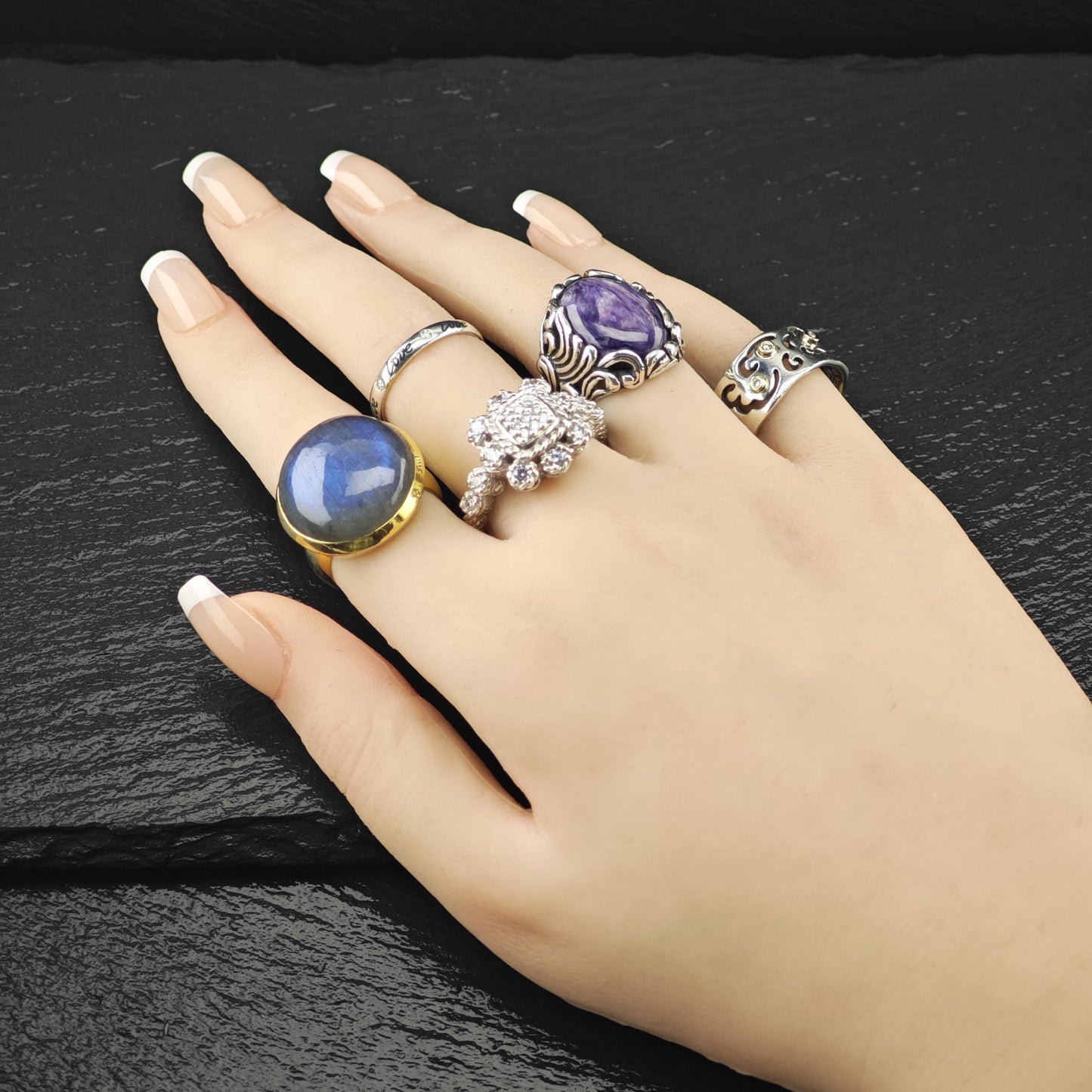 Carolyn Pollack Charoite Ring Sterling Silver Sz 7