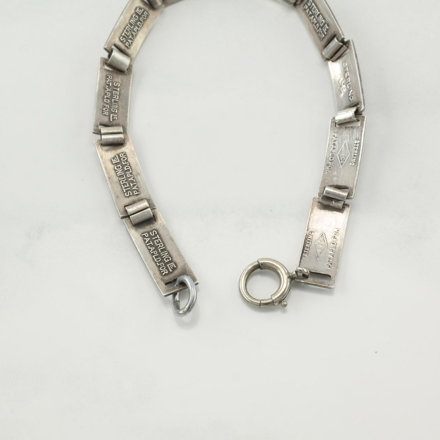 Art Deco Sterling Silver Link Bracelet Engraved Initials Names