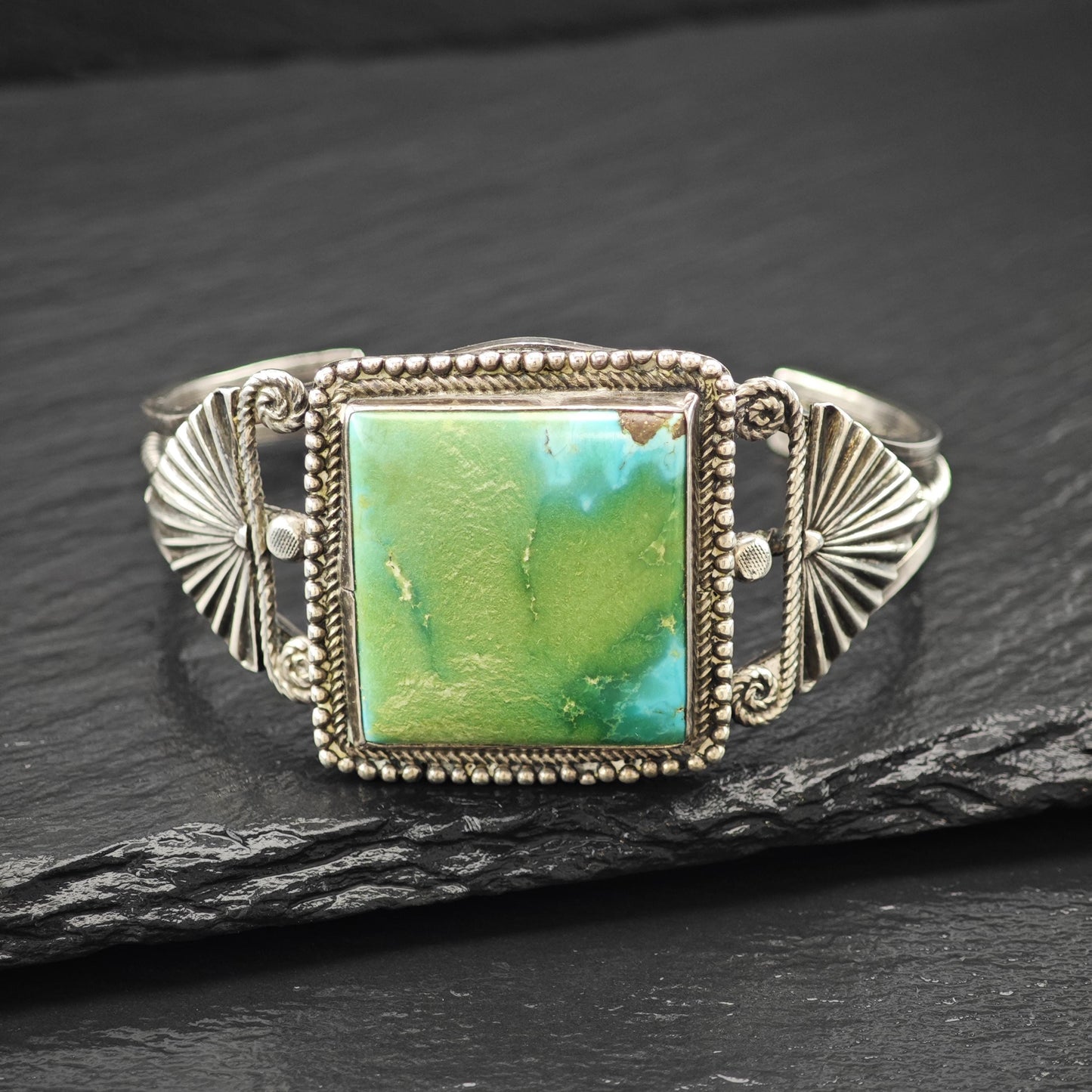 Navajo Native American Turquoise Cuff Sterling Silver Sz 6 3/4" BR3030