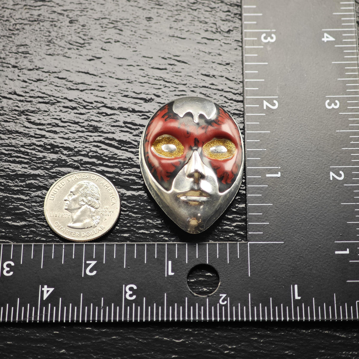 Italy Painted Mask Sterling Silver Brooch B2267