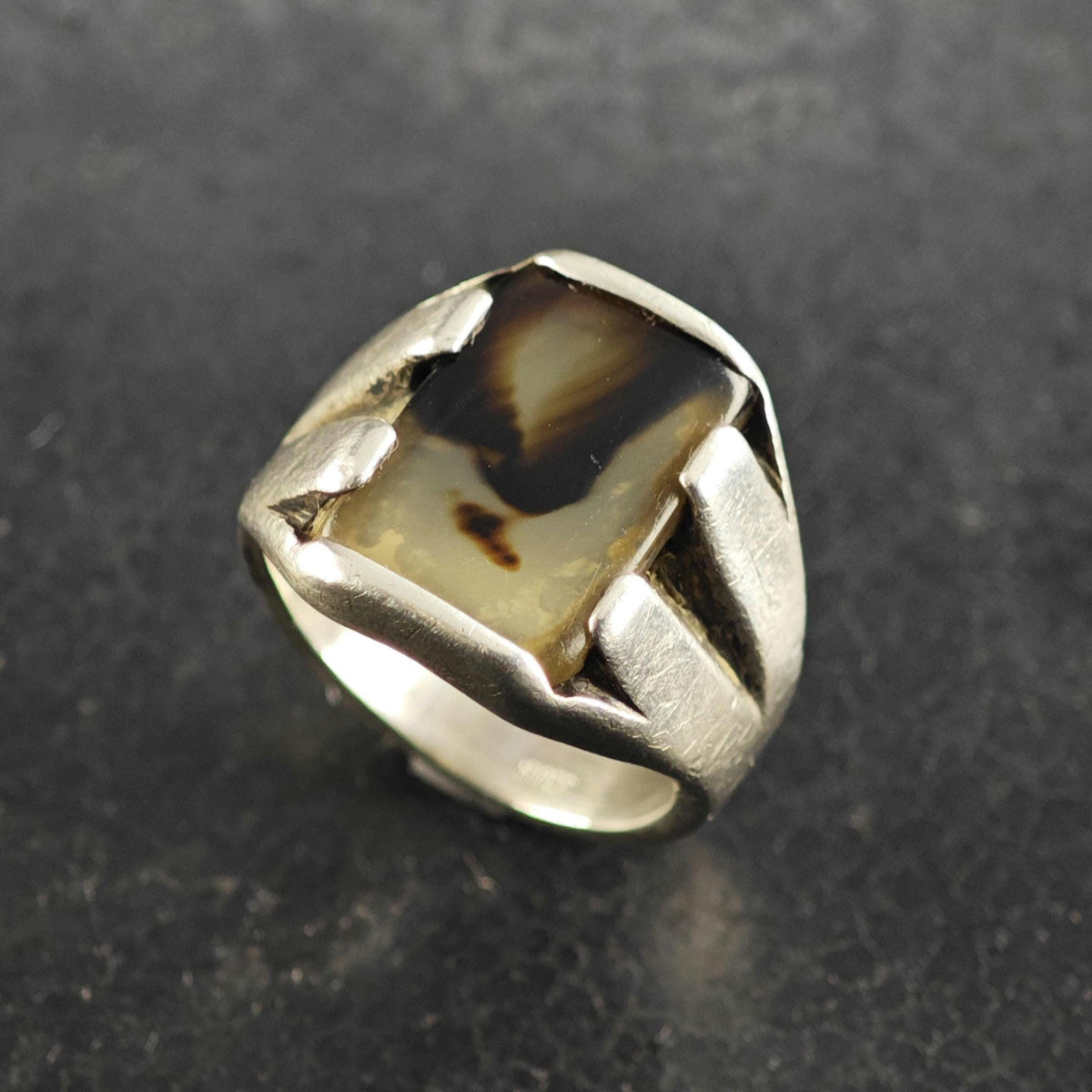 Art Deco Signet Sterling Silver Ring Sz 8 1/2 R6851