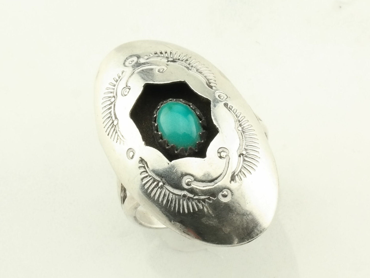 Vintage Sterling Silver Turquoise Shadowbox Ring