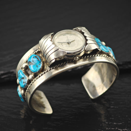 AS IS Turquoise Watch Cuff Sterling Silver Tommy Moore
