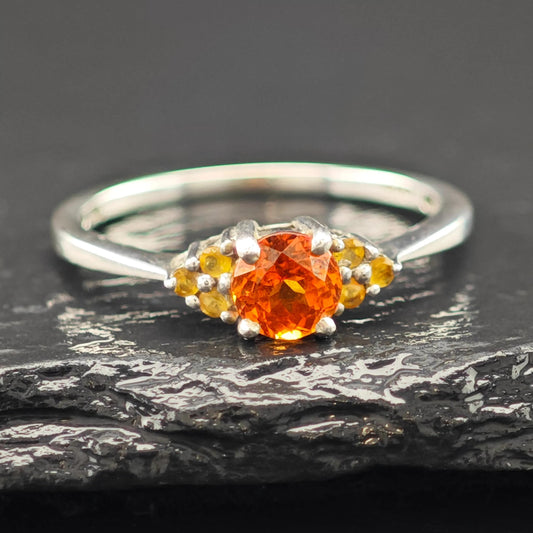 Sterling Silver Citrine Ring Size 8 3/4 Classic Style R6074