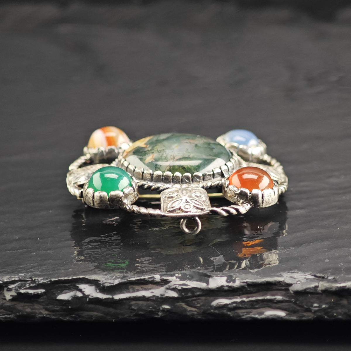 Scottish Agate Sterling Silver Brooch B2251