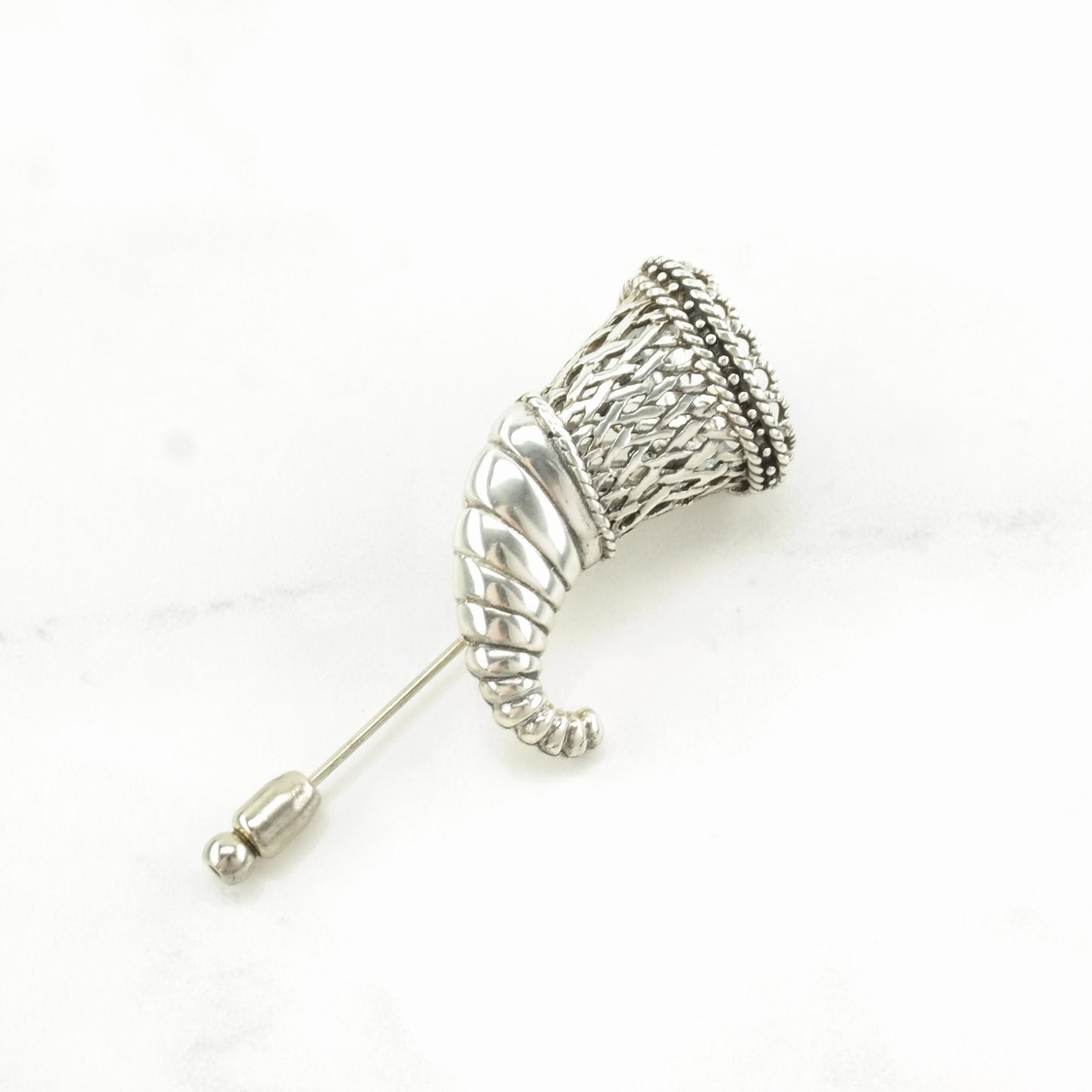 Silver Brooch Cornucopia Sterling B1849