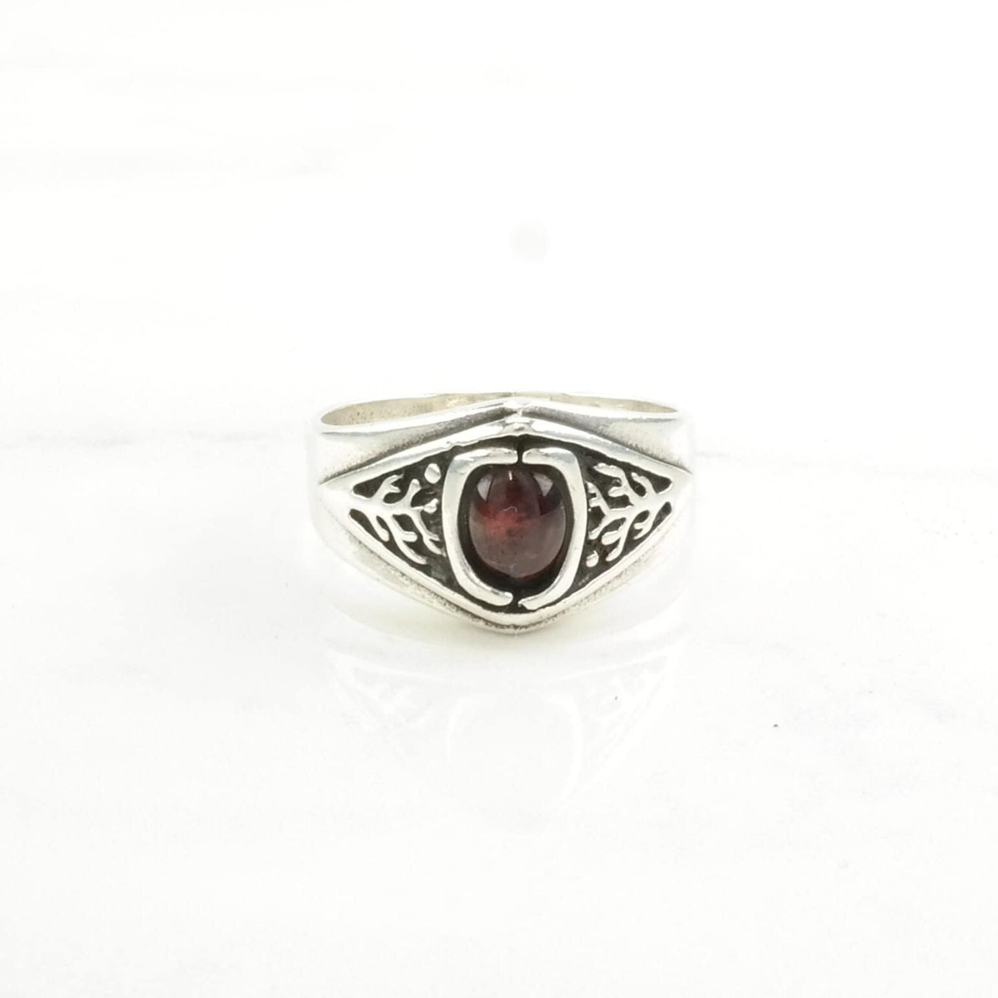 Sterling Silver Ring Garnet Overlay Red Size 11 1/4