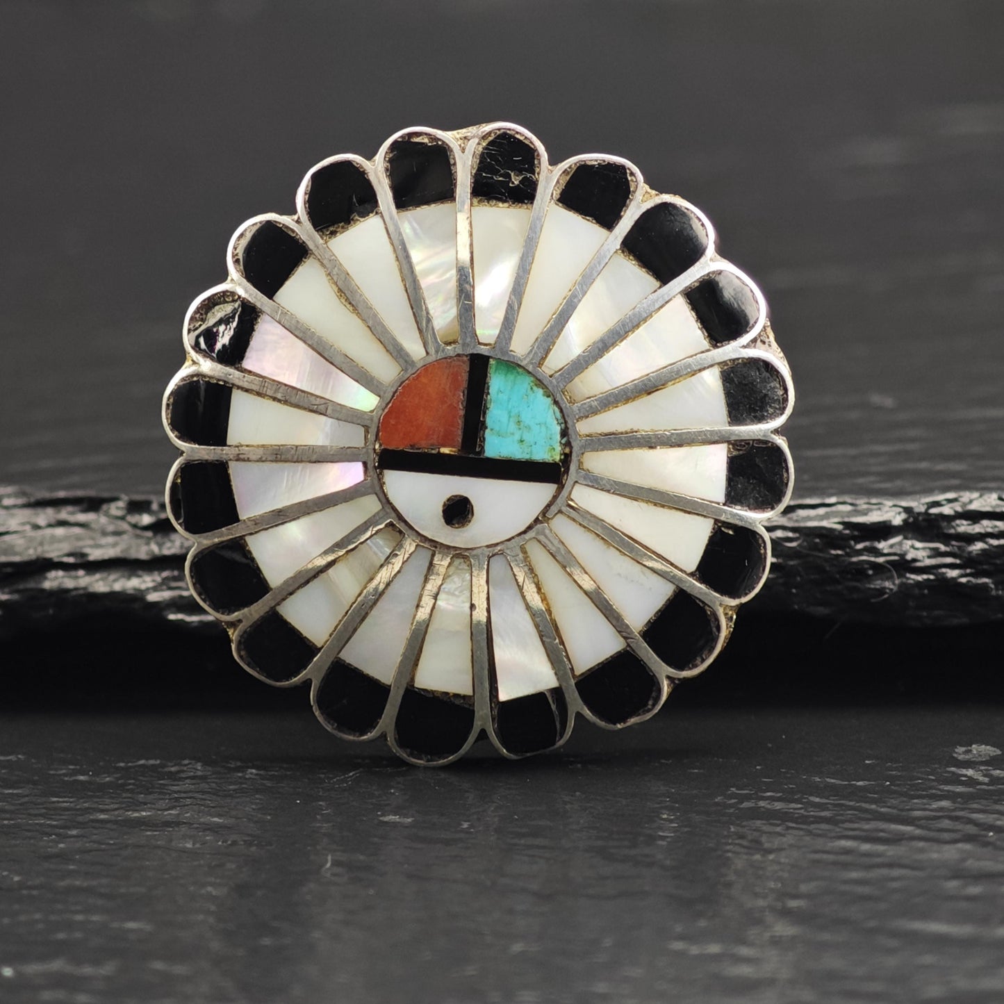 Zuni Inlay Surface Pendant Sterling Silver P3057
