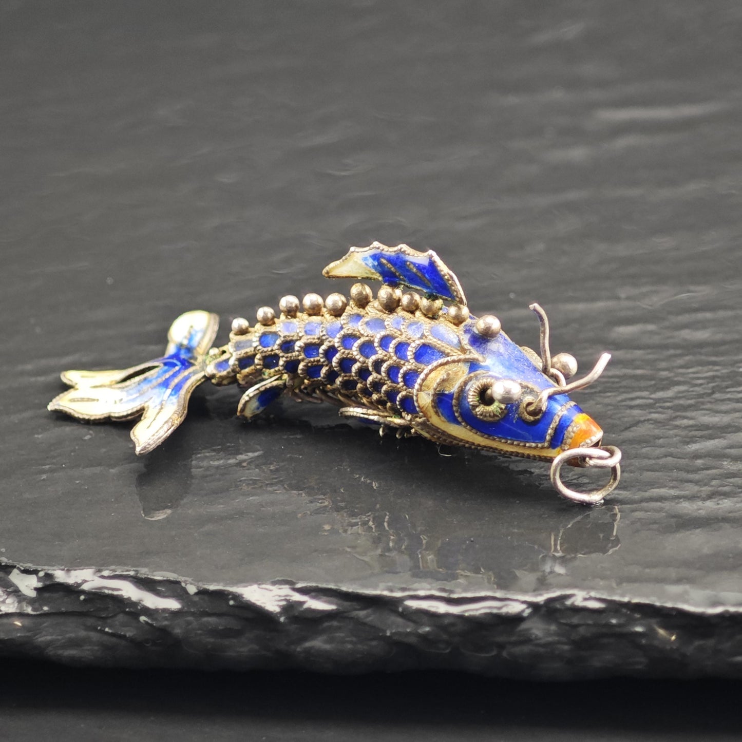 Enamel Koi Fish Pendant Sterling Silver P3039