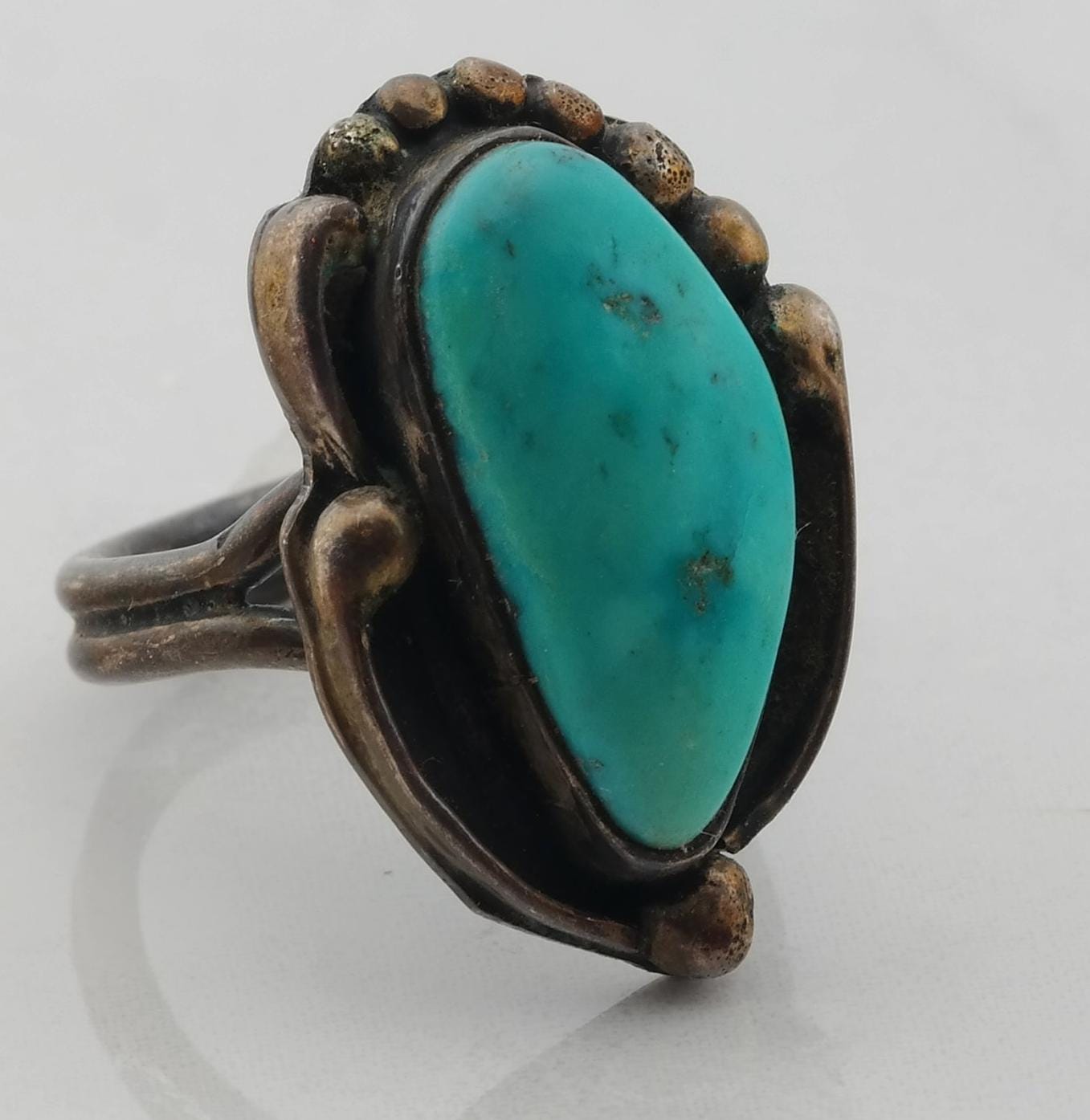 Native American Silver Ring Turquoise Sterling Blue Size 5.25