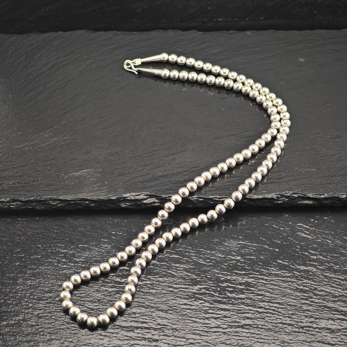 6mm Seamless Beads Sterling Silver Beaded Necklace N2771