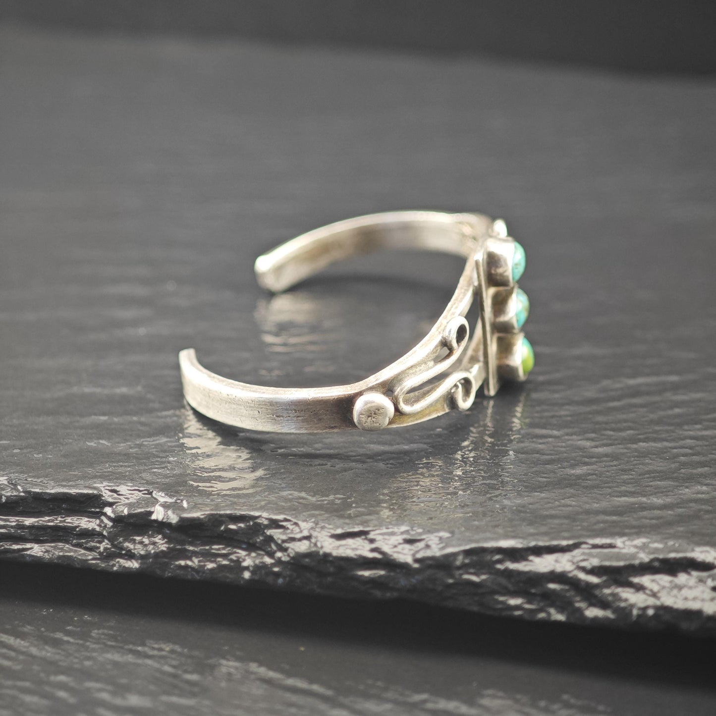 Old Southwest Turquoise Cuff Bracelet Sterling Silver