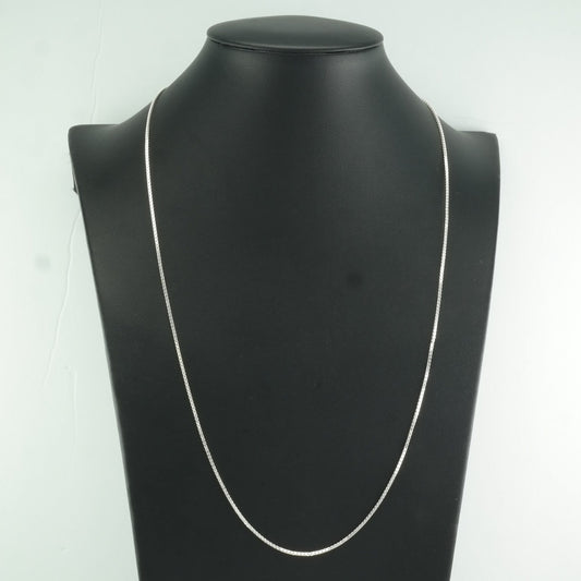 Italy Sterling Silver 1mm Link 24" Box Chain Necklace