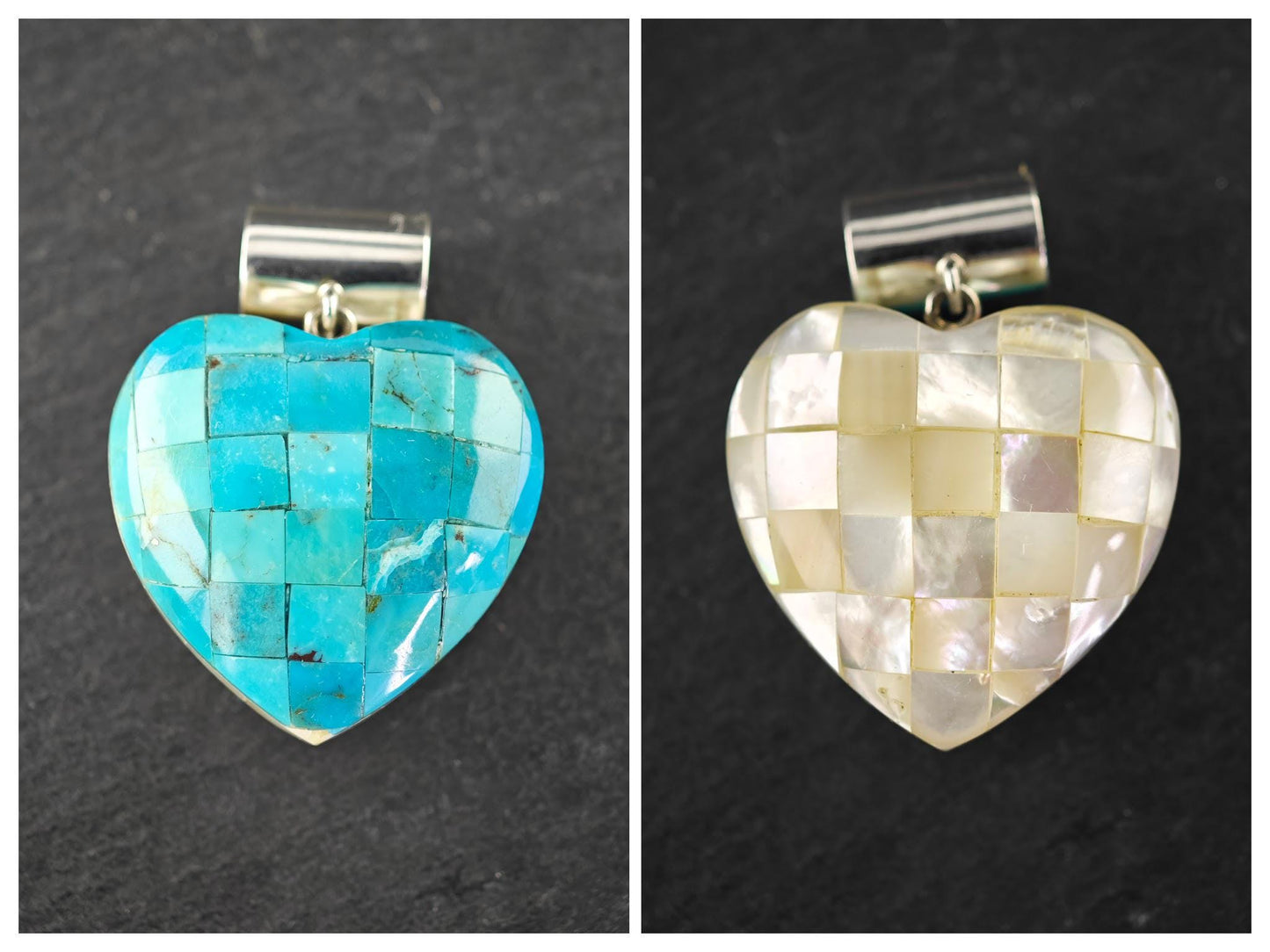 DTR Reversible Heart Pendant, Inlay Sterling Silver