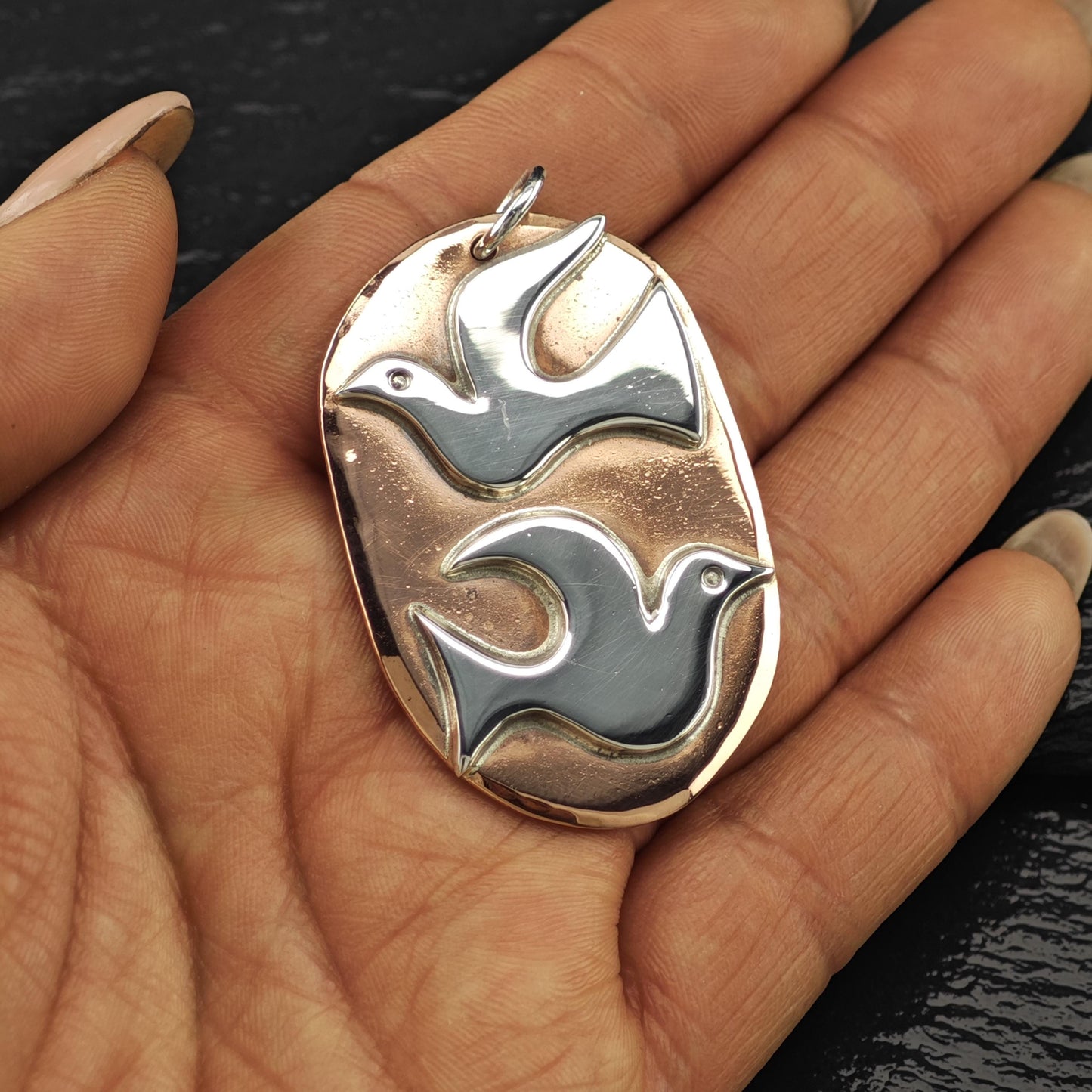 Retired James Avery Copper Dove Pendant Sterling Silver P2803