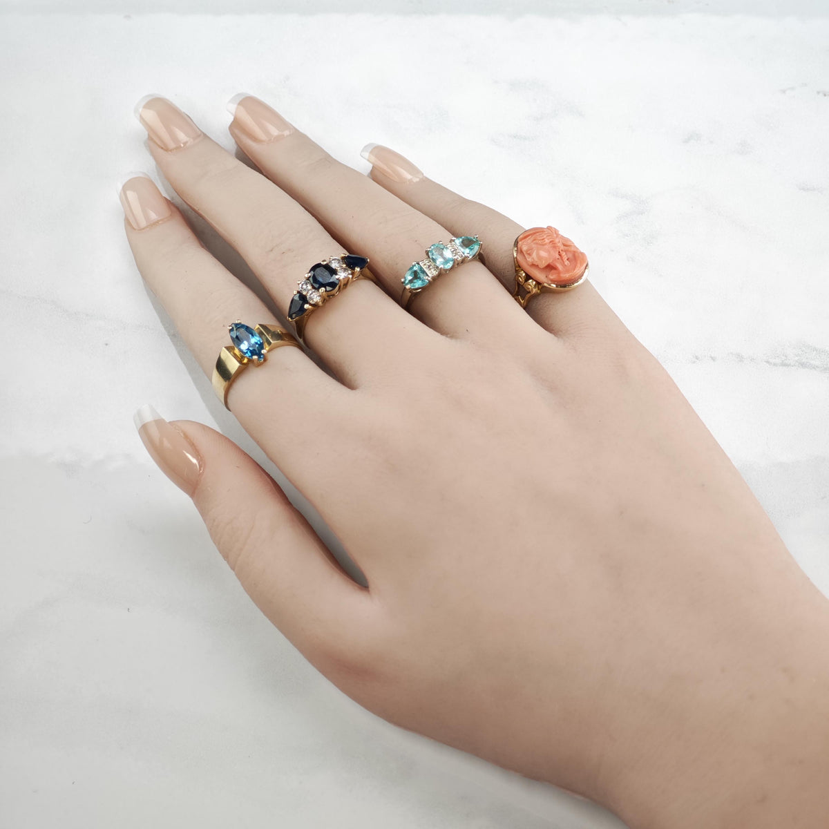 Natural Sapphire & Diamond 14K Gold Ring Sz 7 3/4 R6800