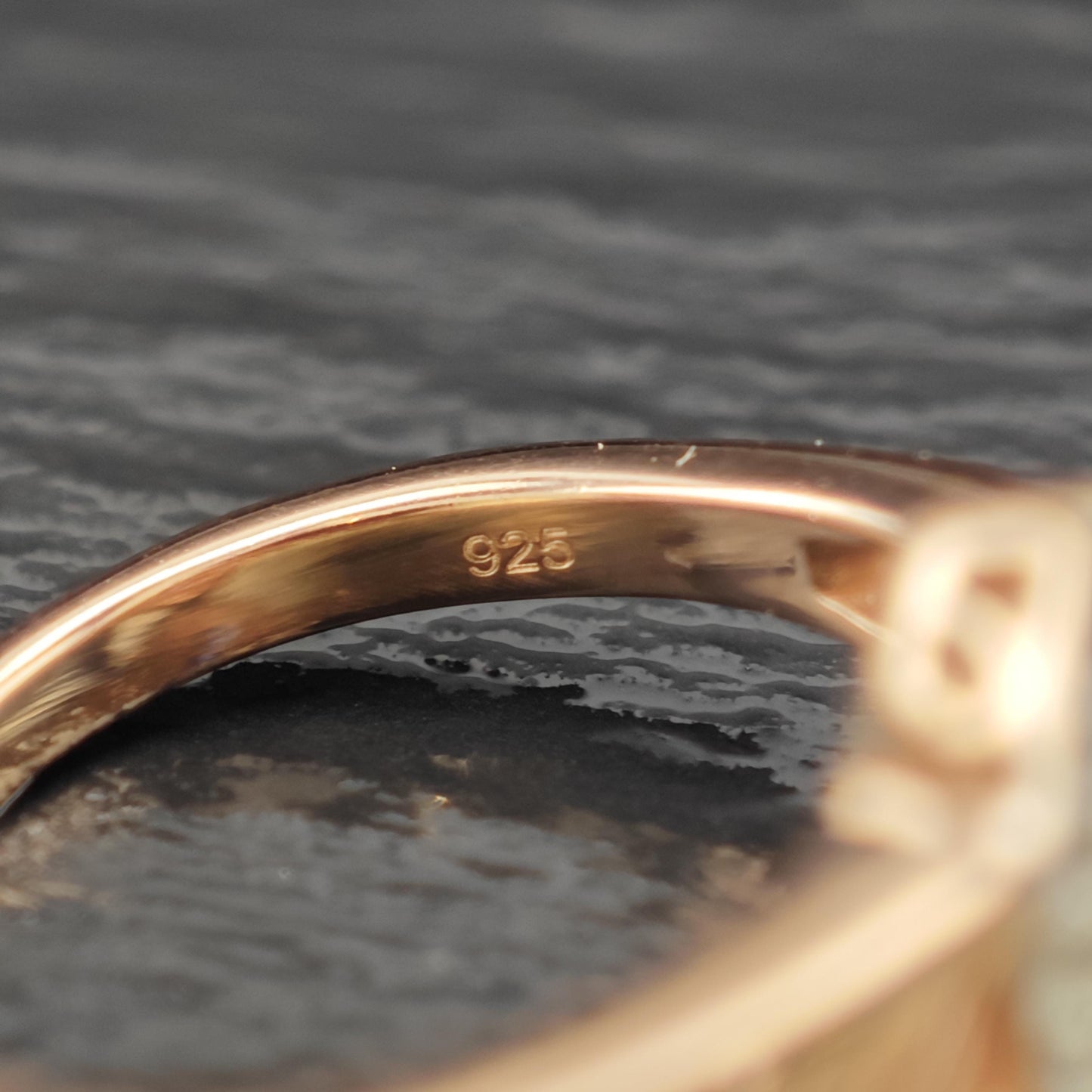 Natural Sapphire Teardrop 14K Rose Gold Plated Ring Sterling Silver Sz 5 R6167