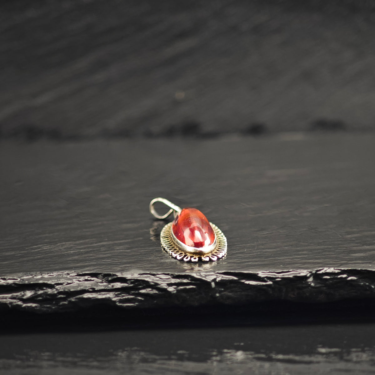 Dragon's Breath Opal Glass Pendant Sterling Silver P3049