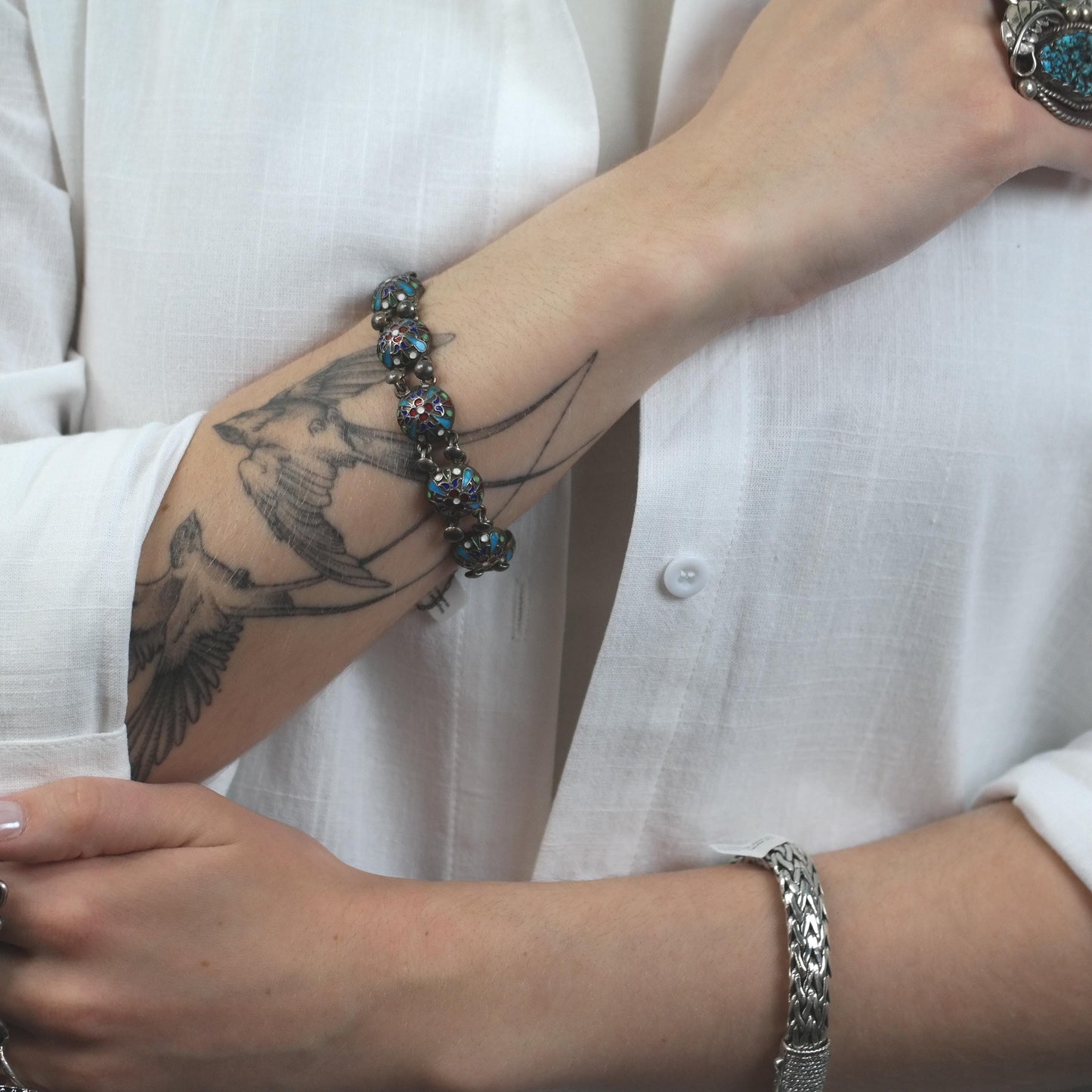 Imperial Russian 84, Enamel Bracelet Sterling Silver