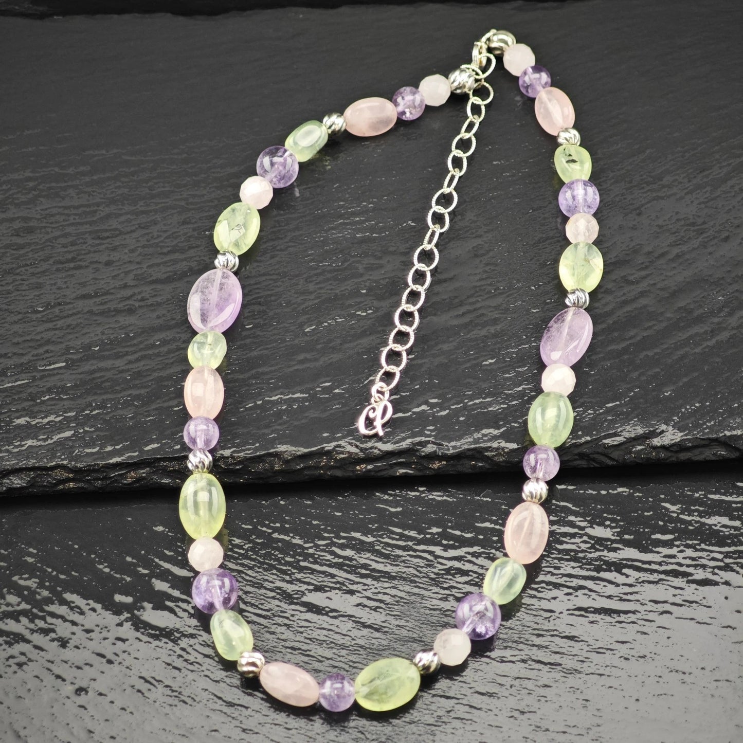 Carolyn Pollack Amethyst Prehnite Beaded Necklace N2645