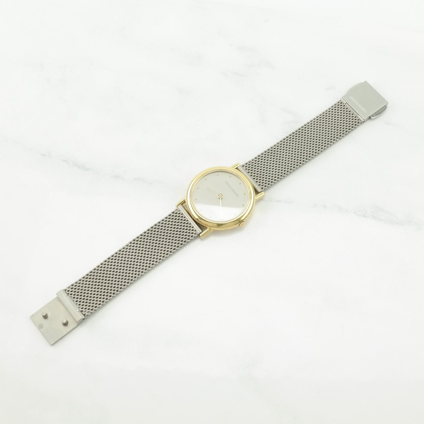 Georg Jensen Sterling Silver Watch Bracelet 1346, Thorup & Bonderup 18K Gold, Quartz