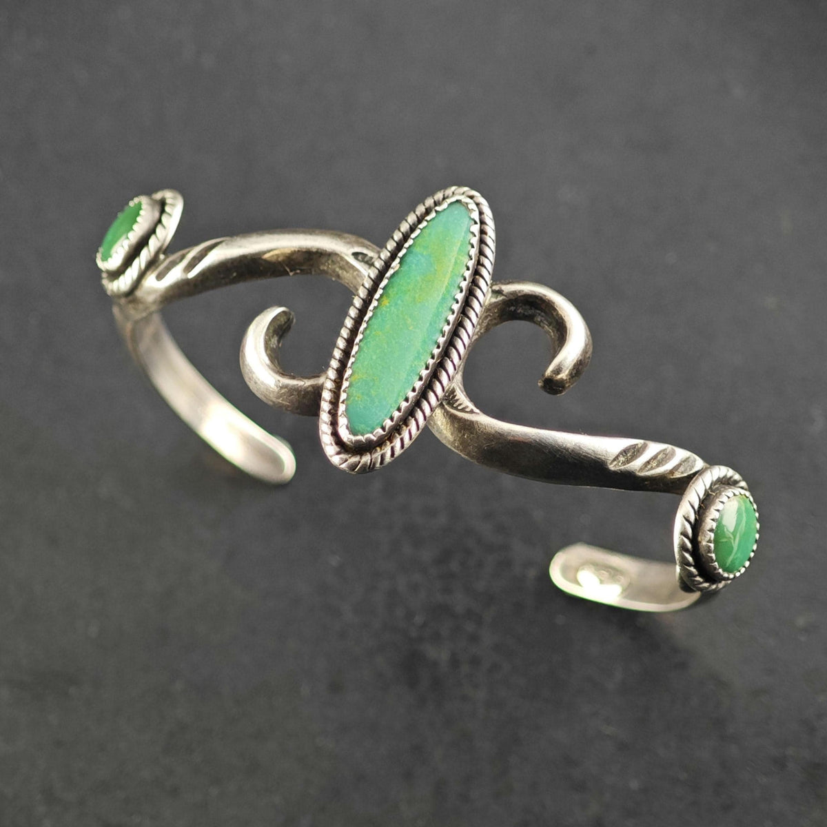 Signed Turquoise Sterling Silver Cuff Bracelet Sz 5 3/4" BR3188
