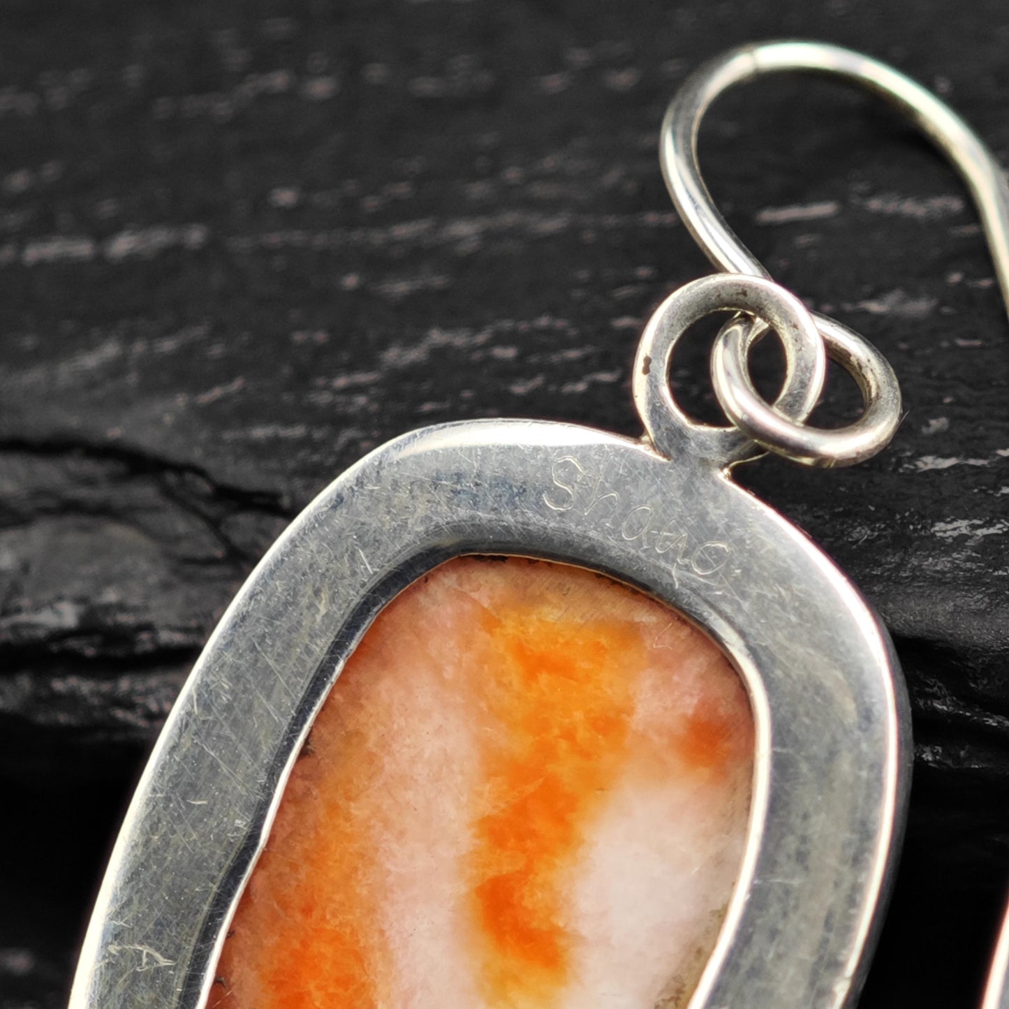Orange Spiny Oyster Dangle Sterling Silver Earrings ER3114