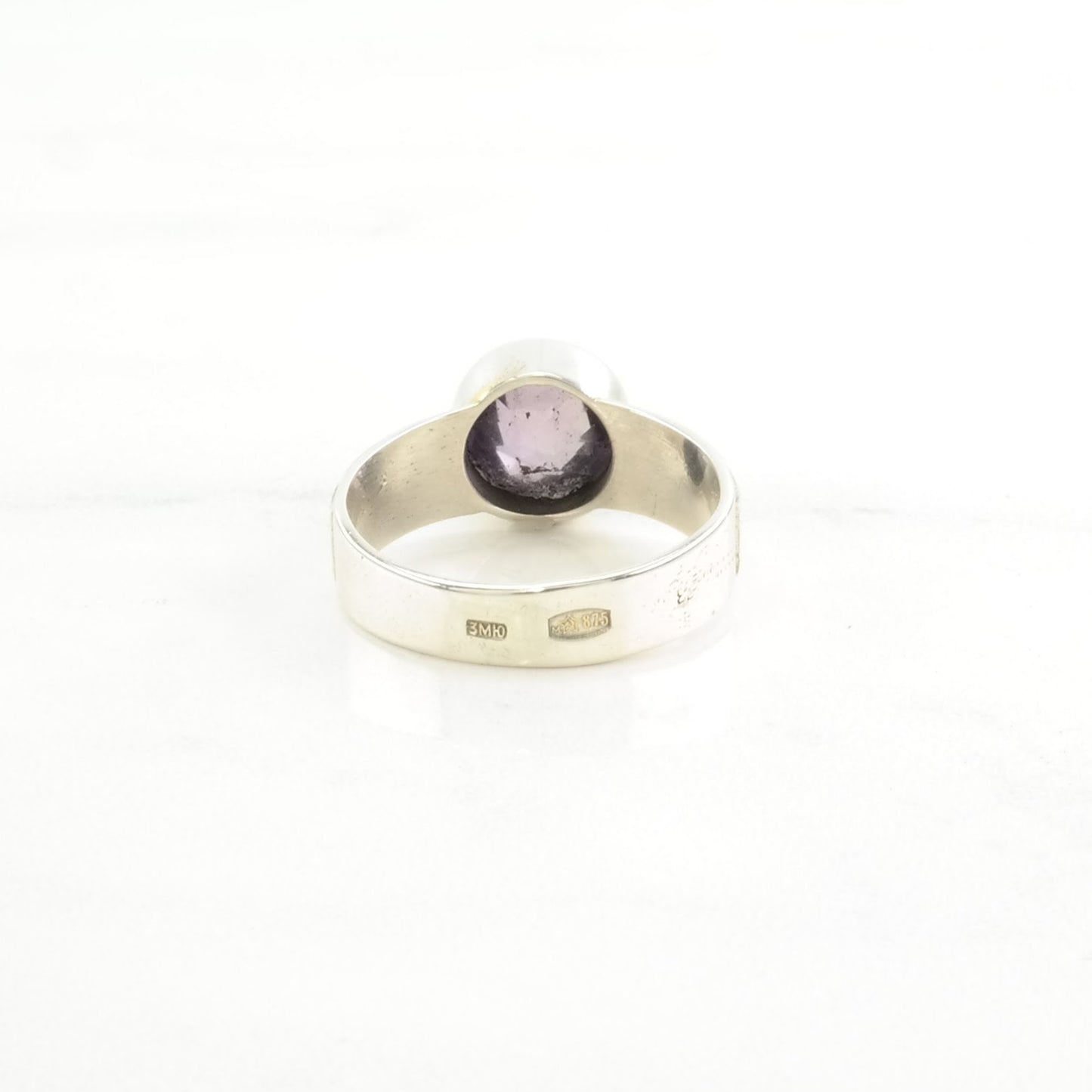 Soviet Silver Ring Color Change, Corundum Solitaire Sterling Purple Sz7 1/4 R4909
