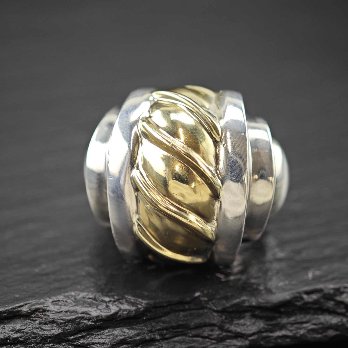 Rigoberto Of Beverly Hills 14K Gold Accent Dome Ring Sterling Silver Sz 7 1/4 R6016
