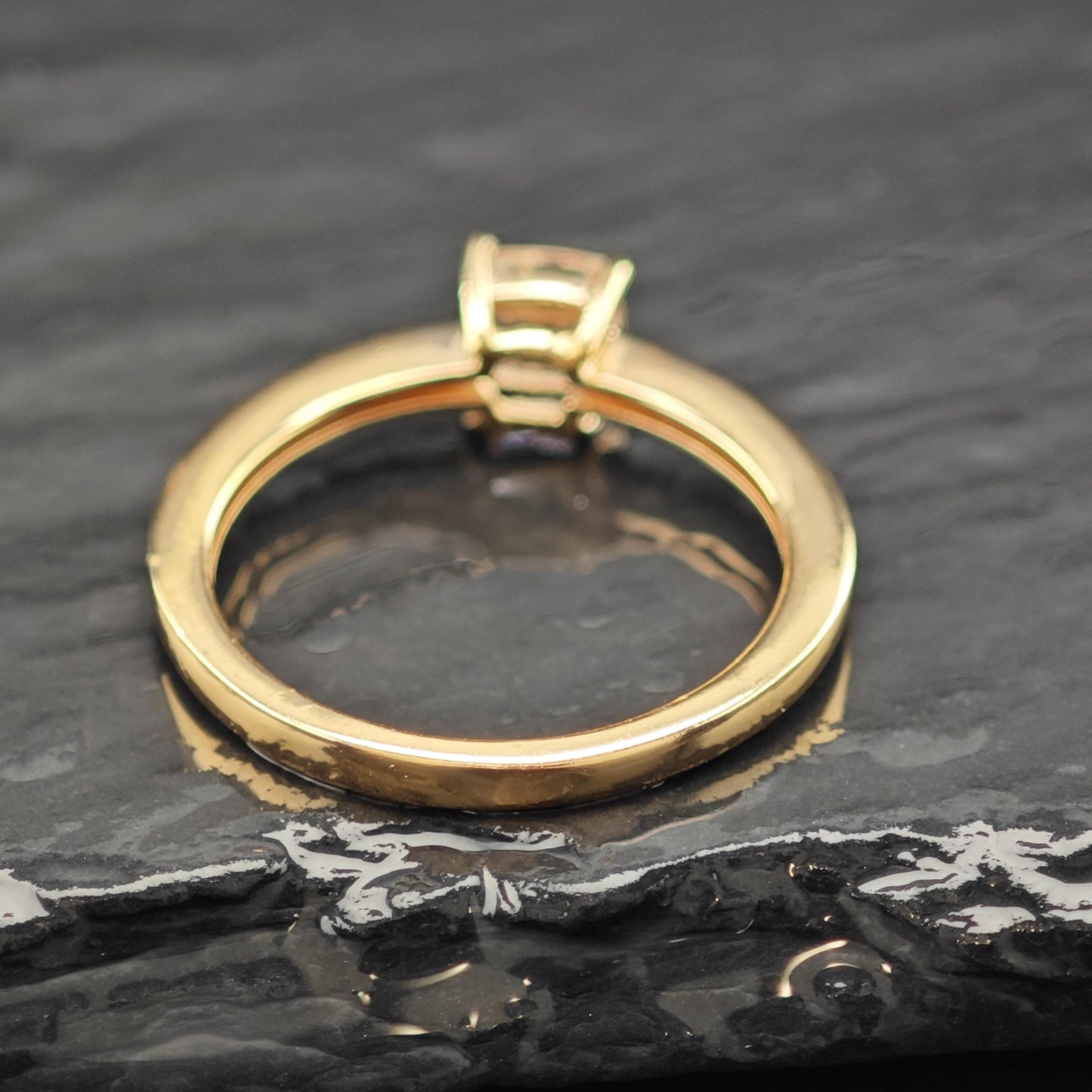 Natural Morganite Princess Cut Minimalist 14K Rose Gold Plated Ring Sterling Silver Sz 7 R6173