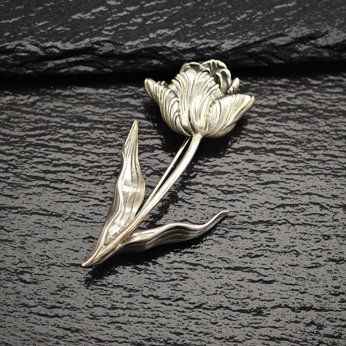 Floral Sterling Silver Brooch Pendant - Elegant MFA Design