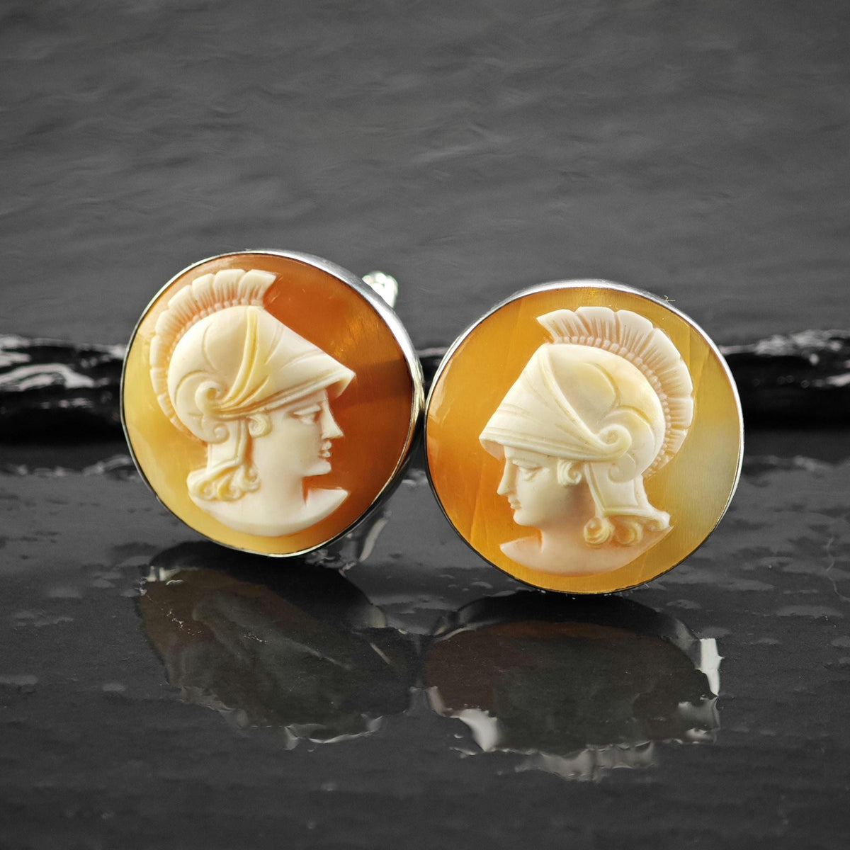 Trojan/Spartan Cameo Circle Sterling Silver Cufflinks MISC0433