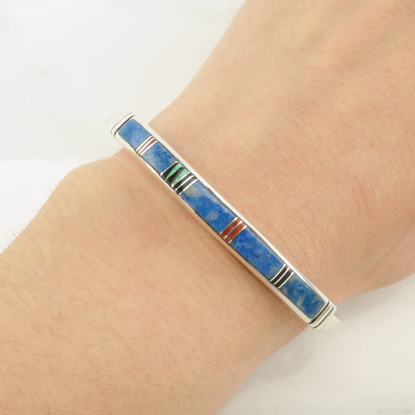 Native American Sterling Silver Cuff Bracelet Lapis lazuli, Multi Gem