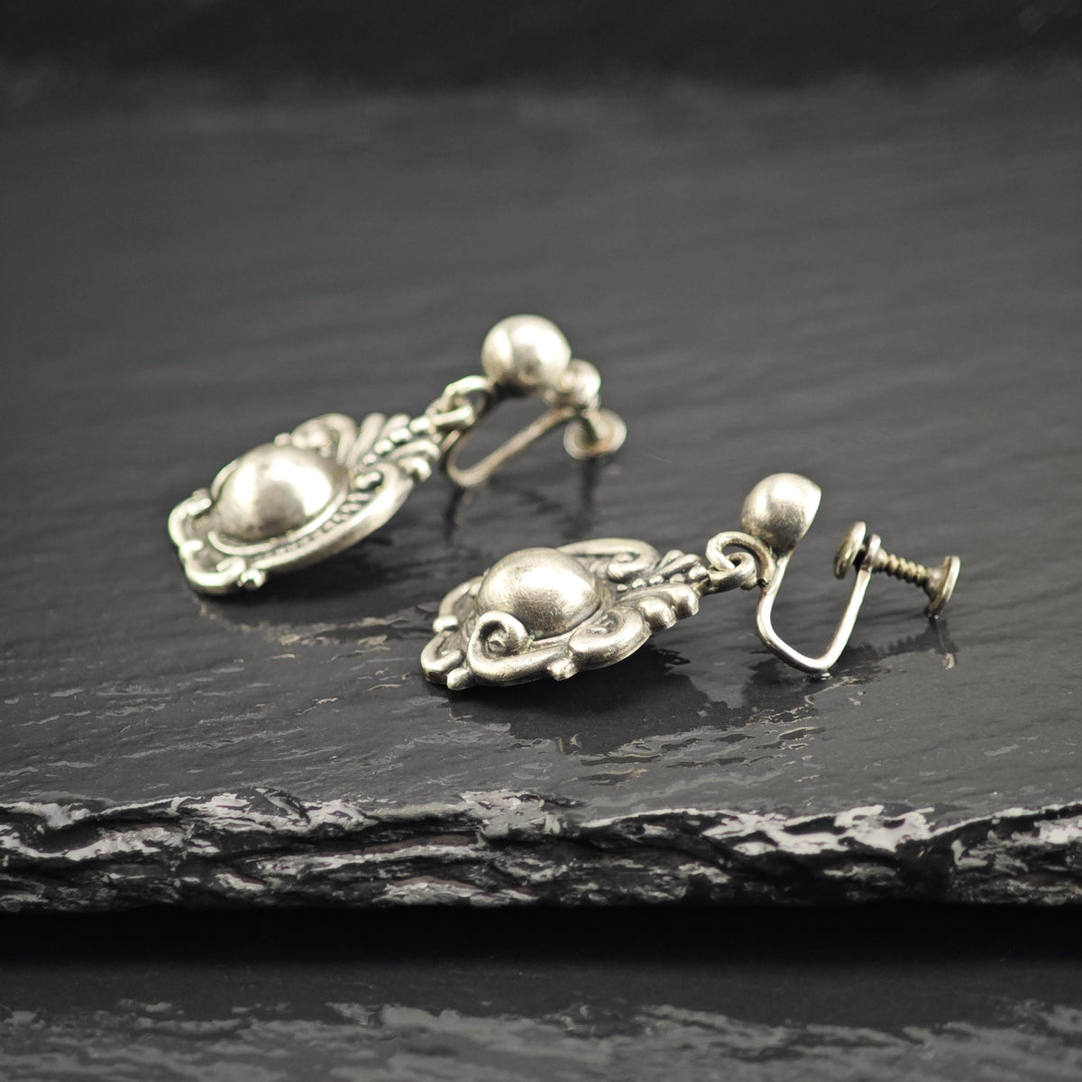Vintage Margot De Taxco 5270 Screw Back Sterling Silver Earrings ER3240Gra